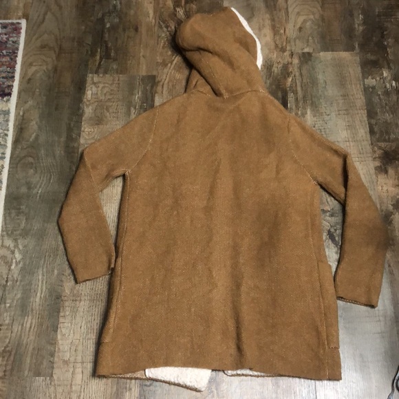 Zara Brown Sherpa Hood Jacket Coat - Picture 7 of 7
